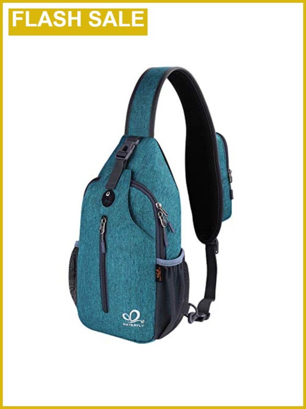 WATERFLY Crossbody Sling Backpack Polyester Travel Hiking Daypack
